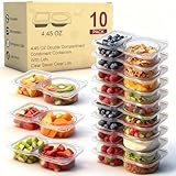 CUNLU Reusable Snack Containers & Snack Pack Containers – 2 Compartment Meal Prep Containers with...