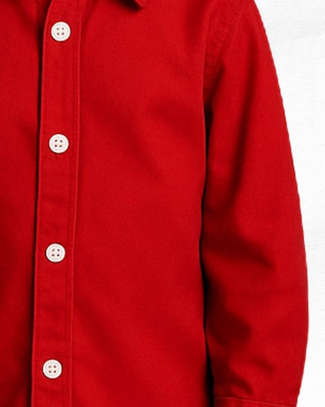 Image of Niren Enterprise Boys Red Full Sleeve Cotton Regular Fit Shirt Kids and Junior Boys Shirt