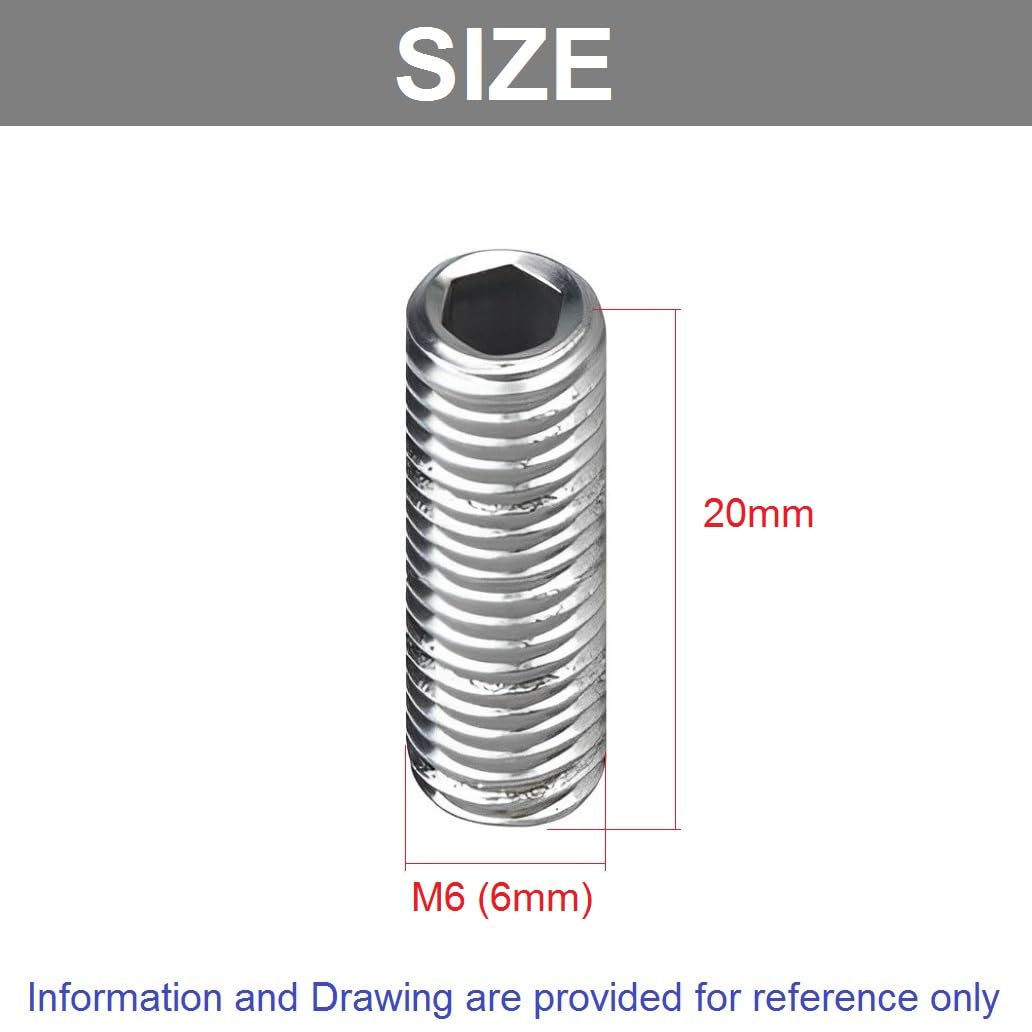 TERF® M6 X 20mm Allen Head Hex Socket Grub Screws Cup Point Stainless Steel A2 (304) Grub Screw M6 (6mm) X 20mm Allen Key Internal Hexagonal Socket Bolts - Image 3