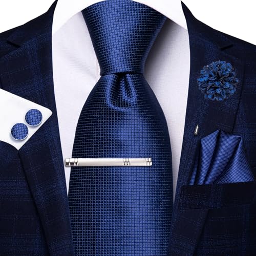 Image of Hi-Tie Mens Paisley Floral Striped Ties Set Silk Necktie and Lapel Pin for Men Pocket Square Cufflinks Set Business Wedding