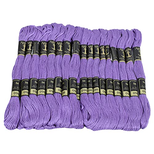 Hilos de algodón para bordado, 25 unidades, morado claro miniatura 1