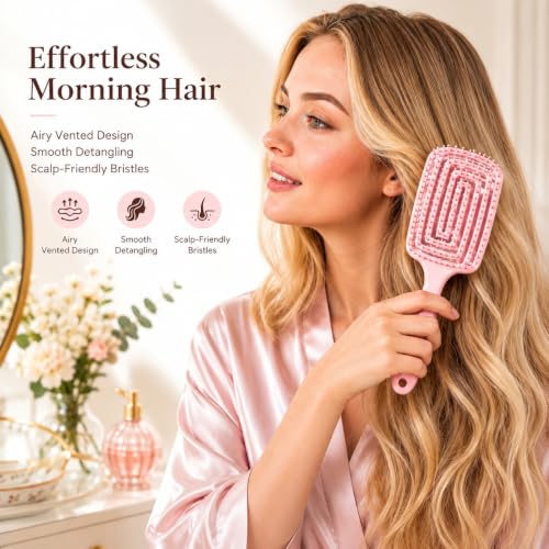 Image of Kaidaa Detangling Hair Brush for Women & Men | 3D Anti Hair Fall Brush for Curly, Wavy & Straight Hair | Wet & Dry Styling Comb with Scalp Massager & Frizz Control