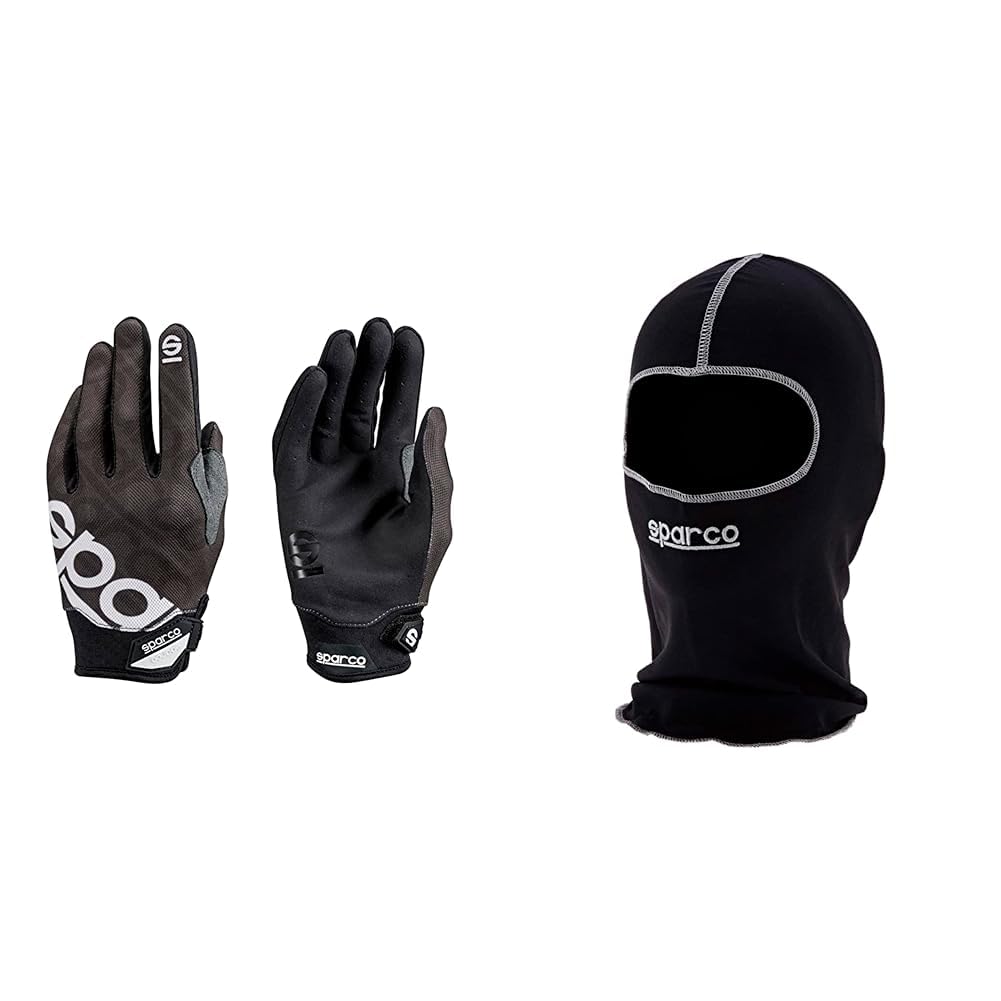 Sparco MECA 3 Handschuhe GRÖSSE 11 (L) SCHWARZ & Herren hætte Std Sturmhaube Basic Schwarz, Schwartz, Einheitsgröße EU