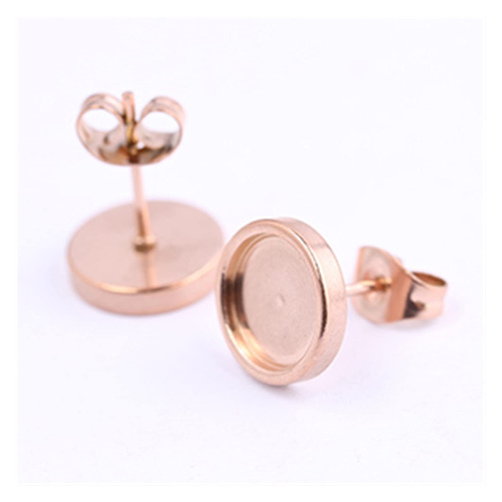 Base de boucle d'oreille cabochon 8 mm acier inoxydable or rose - 8