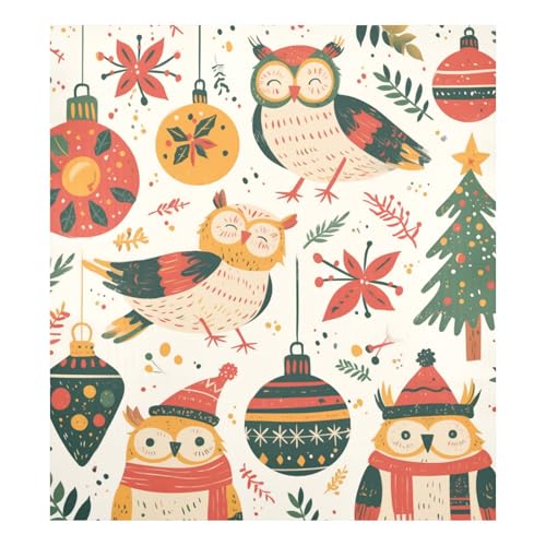 Funda reutilizable para lavavajillas, diseño de búho con texto en inglés 'Merry Christmas' (58,4 x 66 cm)