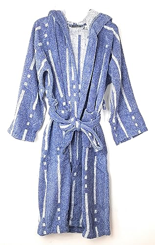 Albornoz de rizo Carrara OSAKA en azul M de algodón premium