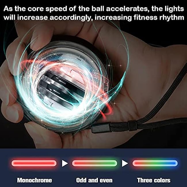 Auto-Start Wrist Power Gyro Ball, Wrist Strengthener and Forearm Exerciser for Stronger Arm Fingers Wrist Bones and Muscle with LED Lights