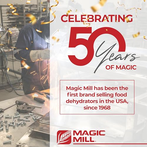 Magic Mill Food Dehydrator Machine | 5 Stackable Stainless Steel Trays, 48H Digital Adjustable Timer & Temperature Control Upto 167° Electric Dryer & Preserver for Jerky, Fruit, Dog Treats & Much More