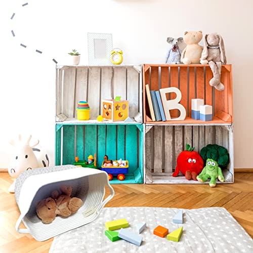 Storage Baskets For Organizing 2 Pack, Cotton Rope Woven Basket, Toy Storage, Gift Baskets Empty, Basket With Handles For Shelves, Decorative Storage Organizer For Living Room, Bathroom, Brown/White. #TOP2