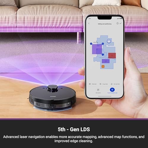 Image of Eureka NER710 2-in-1 Robot Vacuum & Mop with 8000Pa suction, 5th-Gen LDS laser navigation, multi-floor mapping, 180-min runtime, 3-in-1 cleaning for pet hair, carpets & hard floors, App /Alexa support.