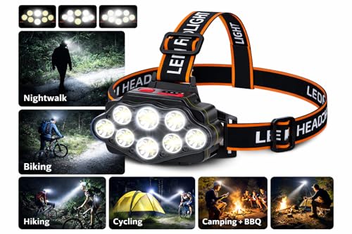 Linterna frontal LED recargable USB-C impermeable IP33 con 4 modos 4