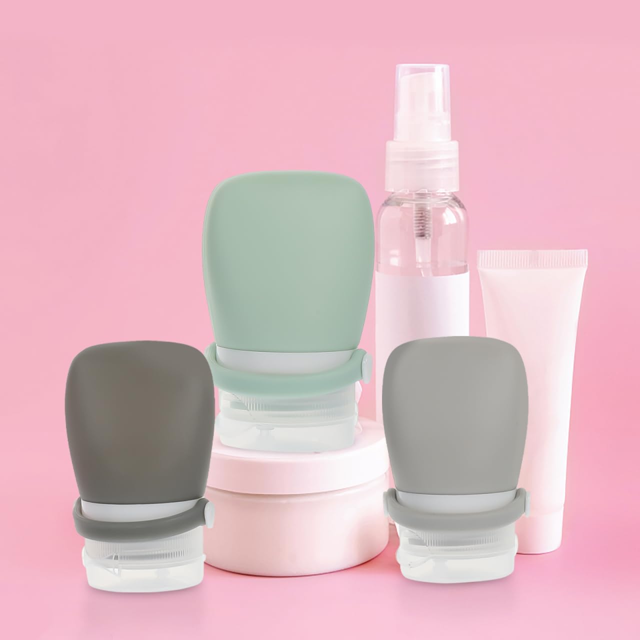 TOVINANNA Travel Bottles Set 4 Pack 30Ml Silicone Refillable Shampoo Lotion Containers with Leak-Proof Design and Compact Carry Bag for Toiletries and Cosmetics - Image 2