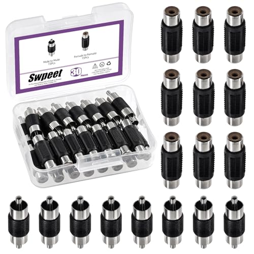 Kit de 30 Conectores RCA Coupler Platinados Swpeet miniatura 1