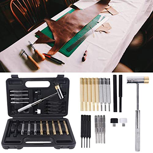 Kit marteau à goupille en acier et laiton de 21 pièces pour maroquinerie durable