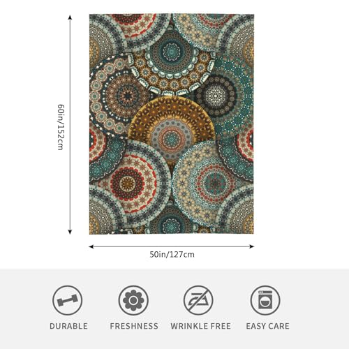 Hgod Designs Bohemian Blanket, Colorful Vintage Floral Mandala Decor Blankets Soft Warm Throw For Women Birthday thumb #1