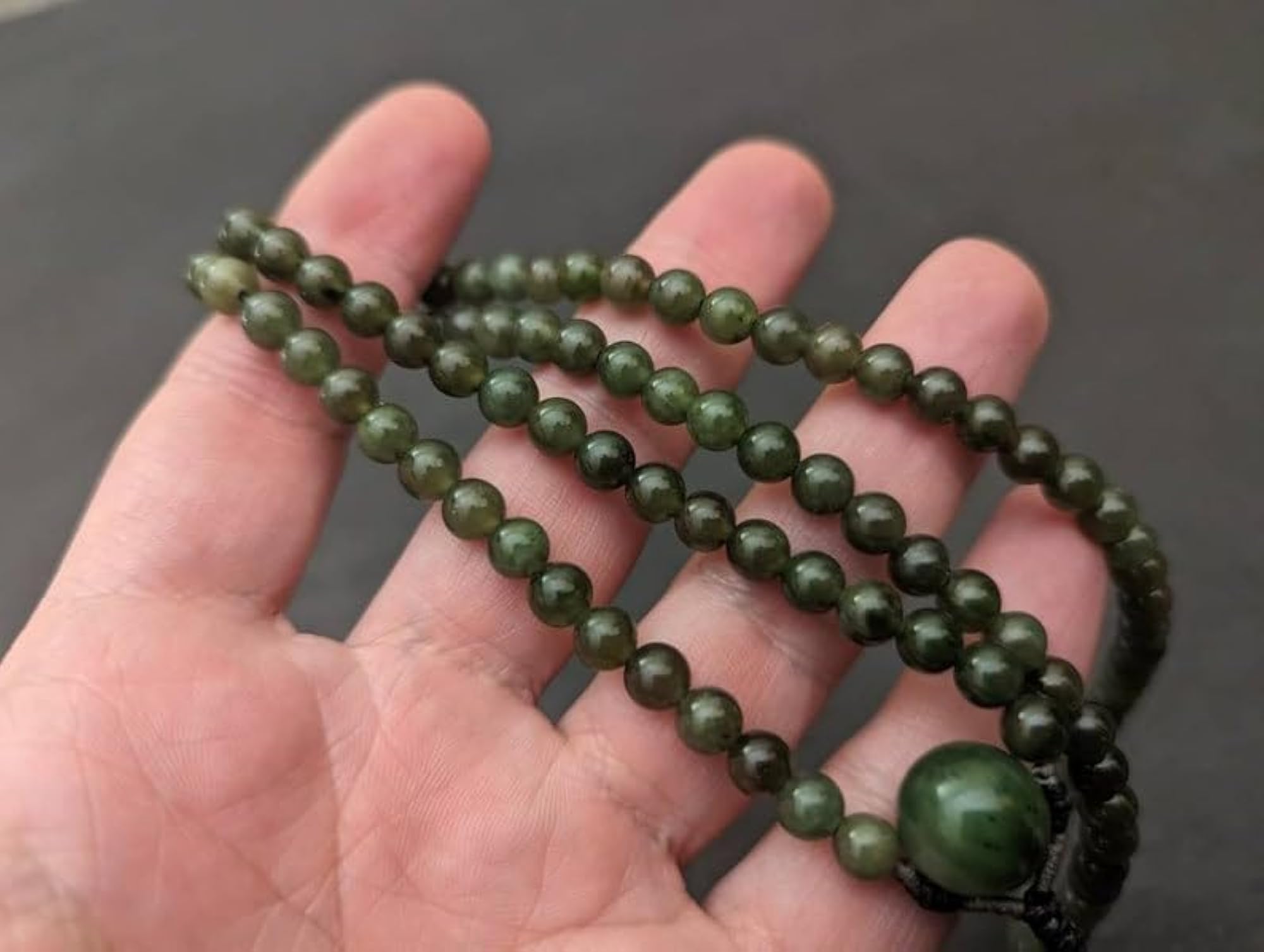 Natural Canadian Jade 6MM Round Beaded Handmade Prayer Mala Necklace