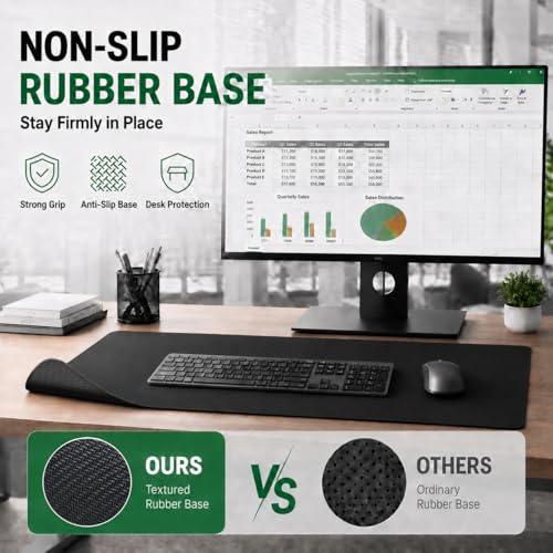 Image of KTRIO Large Gaming Mouse Pad Desk Mat for Gamer, 31.5 inch x 11.8 inch, Black, XL | Extended Size Design, Superior Micro-Weave Cloth, Non-Slip Rubber Base, Durable Stitched Edges, Water-Resistant Coating