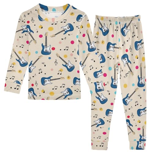 ODAWA Baby Boy Girl Electric Guitars Musical Notes Cotton Clothes Tee and Pant 2-piece Set Fall Outfits 18M