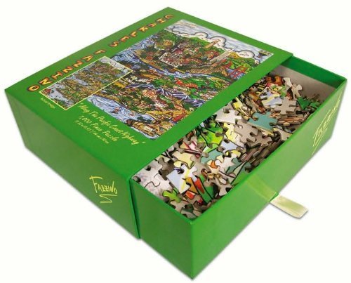 Charles FAZZINO Los Angeles - Along The Pacific Coast Highway Glitter Puzzle 1000 Piece Puzzle (Size 17.32" x 35.43"):