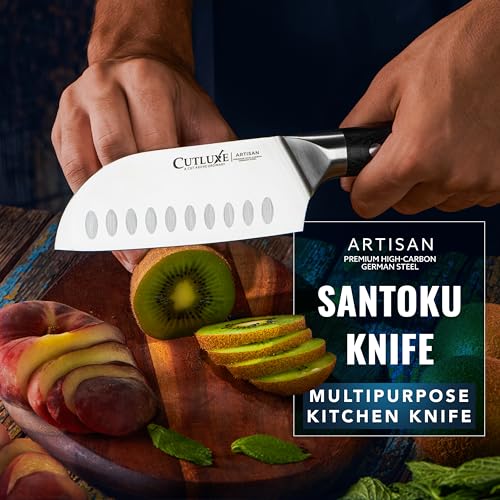Image of Cutluxe Santoku Knife Set, 7 inch Chopping & 5 inch Vegetable Knife - German Steel