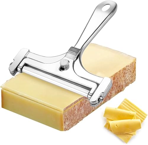 Cortador de queso con alambre de acero inoxidable, cortador de queso ajustable de mano, afeitadora de queso premium para mozzarella, cheddar,