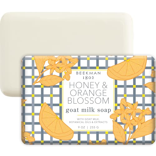Image of Beekman 1802 Goat Milk Soap - Moisturizing Hand & Body Soap Bar with Shea Butter & Botanical Oils, Triple-Milled, Non-Drying, Made for Sensitive Skin, Honey & Orange Blossom 9 oz