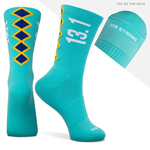 Gone For A Run Inspirational Athletic Running Socks | Mid-Calf | Half Marathon | Turquoise #TOP1