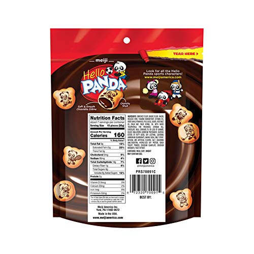 Meiji Hello Panda Cookies, Chocolate Crème Filled, Resealable Package - 7 Oz, Pack Of 6 - Bite Sized Cookies With Fun Panda Sports #TOP2