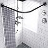 Shower Rod Curved No Drill, Adjustable L Shaped Shower Curtain Rod Pole, Wall Mounted Corner Shower Curtain Rod, 304 Stainless Steel, for Bathroom Black Matte,70 to 95cm 90 to 130cm
