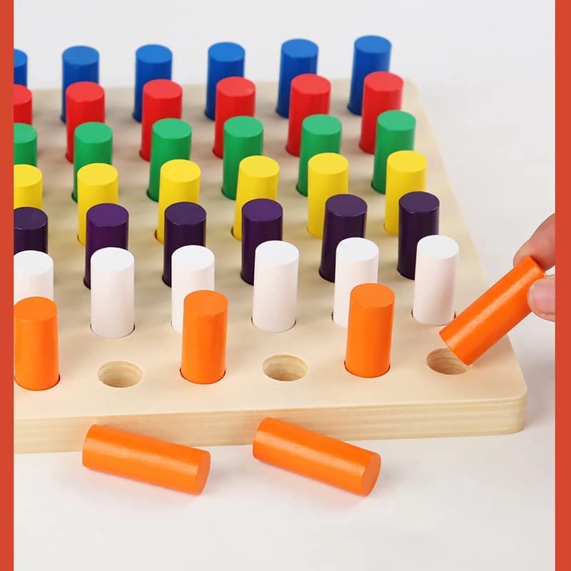 Smoneo-Educational-Colour-Cognition-Stacking-Sorting-Wooden-Peg-Board-Block-Toys-for-3-Children-21-x-21-x-15-cm-Multicolour