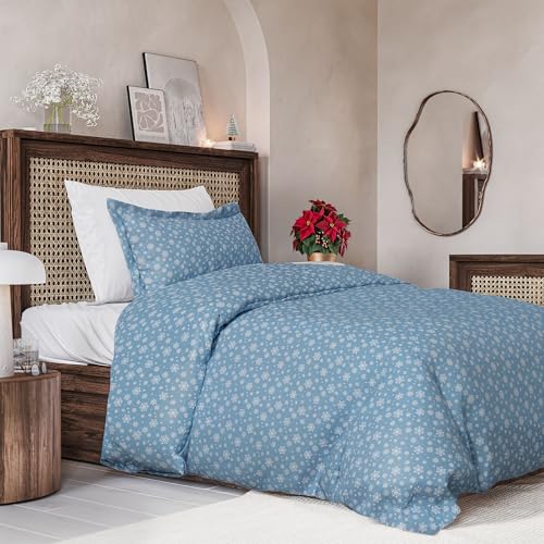 Image of CGK Unlimited Christmas Duvet Cover Twin Size - 68 x 90, Blue Snowflakes
