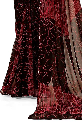 Image of MIRCHI FASHION Women Sari Georgette Chevron Printed | Modern Pattern Farewell and Festive Drape with Matching Blouse Piece