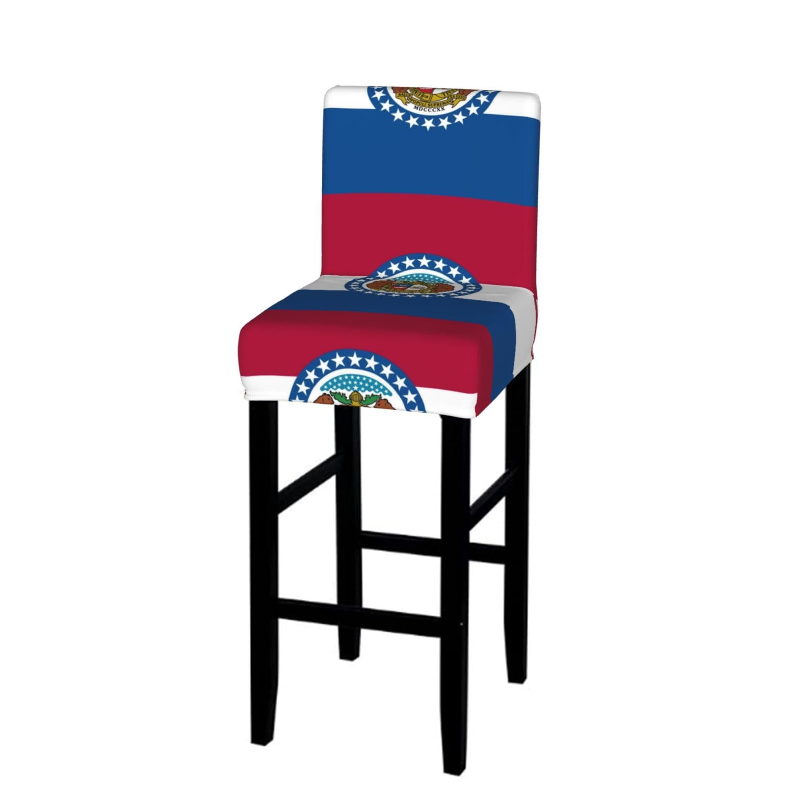 Missouri State Flag Bar Stool Cover-Stretchy Chair Slipcover for Kitchen