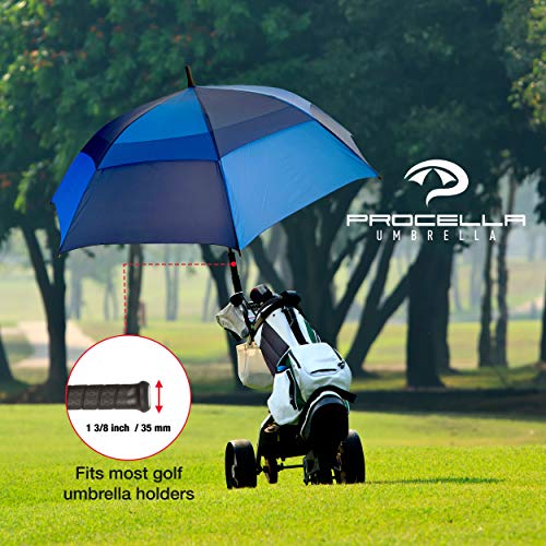 PROCELLA Large Golf Umbrella – AWARD WINNING, Windproof, Waterproof - Superior Heavy Duty Automatic Umbrella Defies High Wind, Sun & Rain – Perfect Cart Holder Fit – Matching Carrying Case Sleeve