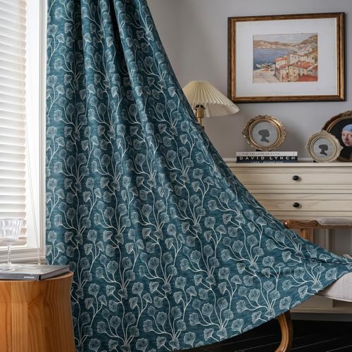 Image of Home Sizzler Ginkgo Leaf Eyelet Polyester Semi-Transparent Long Door Curtains - 9 Feet, Pack of 2, Teal