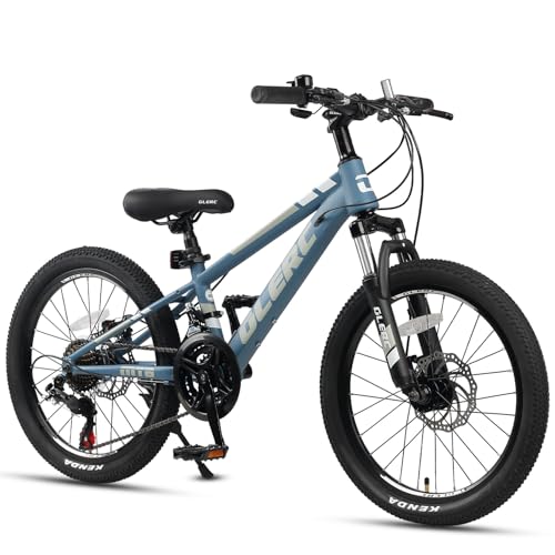 Glerc Skyline Kinder Mountainbike für Jungen Mädchen, 20 Zoll Fahrrad für 6 7 8 9 10 11 12 Jahre Jugendliche, 21 Gang Fahrrad mit Vorderradfederung & Scheibenbremsen & stabilem Rahmen, Blau