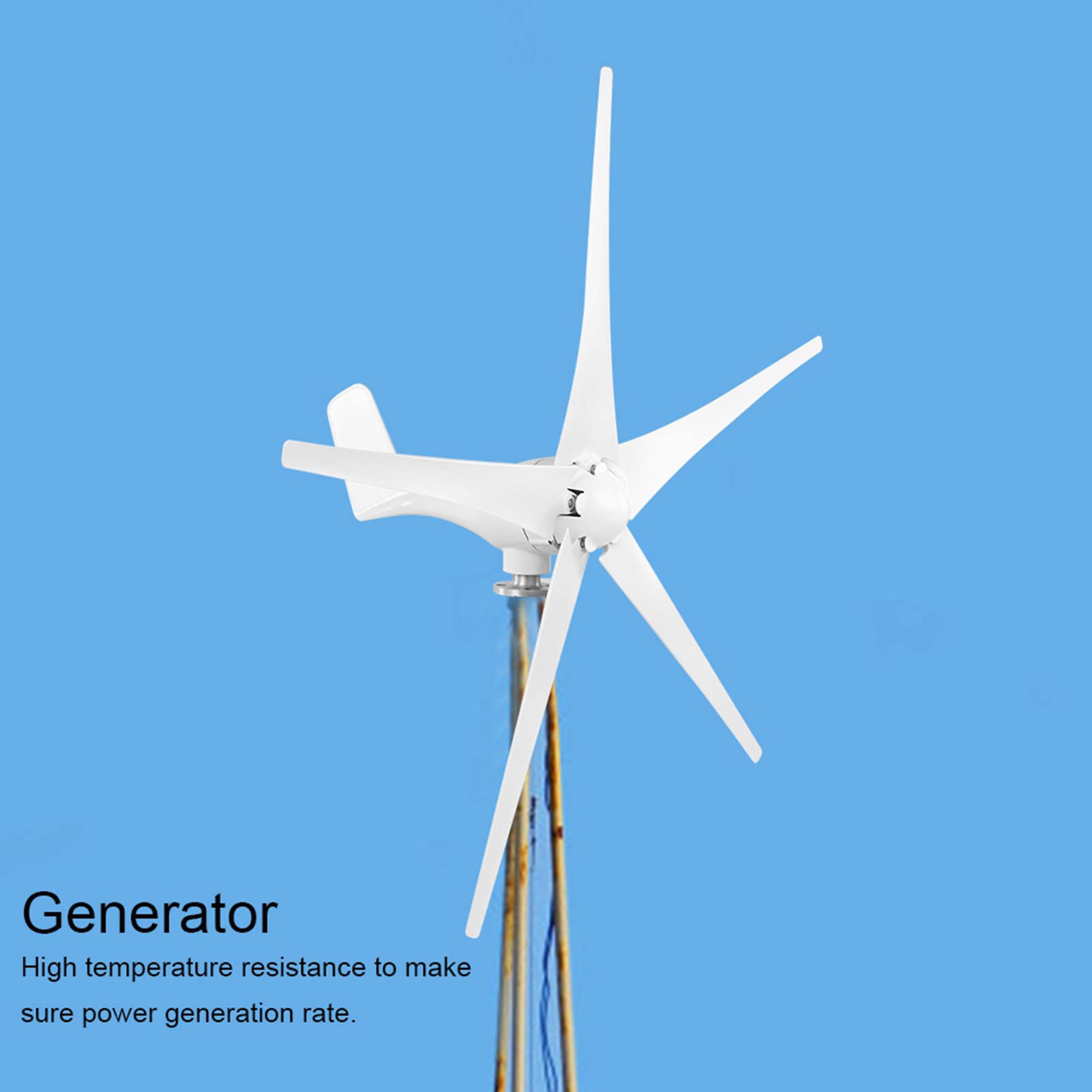 Generatore Eolico Kit di Eoliche a 5 Pale per Piccole Apparecchiature Energetiche Industriali 800 W, Utilizzo Elevato di Energia Eolica per Barche, Terrazze, Cabine (48V)