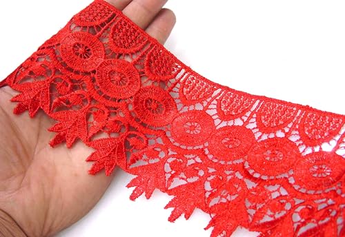 Image of Strala Red Color Laces for Dresses, Sarees, Lehenga, Suits, Bags, Decorations, Borders, Crafts and Home Decor,Blouse (3mtr) Design-801 (Red)