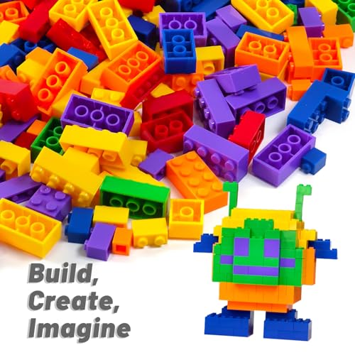Pairez Toys Building Blocks Set, 1000 Piece Creative Small Bricks Set for Kids Stackable, 6 Classic Colors, Compatible with All Major Brands, Classic Blocks Toys for Kids Ages 4 5 6 7 8+ (Rainbow) - Image 3