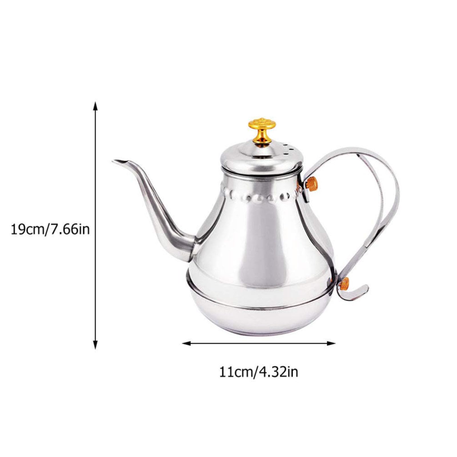 JTBDWOSK 1. 8L Tea Kettle Stainless Steel Teapot Long Swan Neck Coat Pot Over Teapot Mouth Pour Out Sieve for Stove Induction Pour,Silver - Image 3