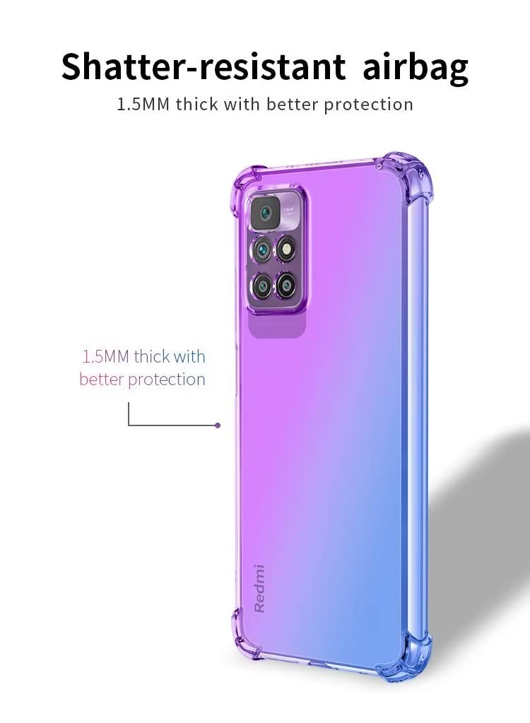 HONLEN Custodia per Redmi Note 10 5G / POCO M3 Pro 5G Case, (6.5 Inches) Trasparente Sfumato TPU Silicone Progettata, 4 Angoli rinforzati Case