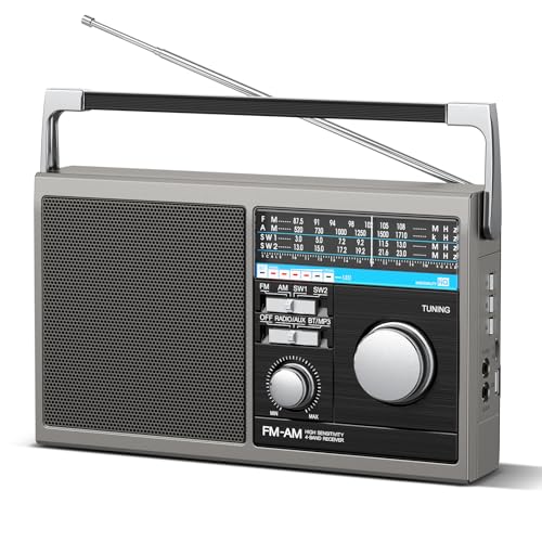Portable AM FM Radio, Shortwave Transistor Radio with Best Reception, Battery Operated or AC Power...