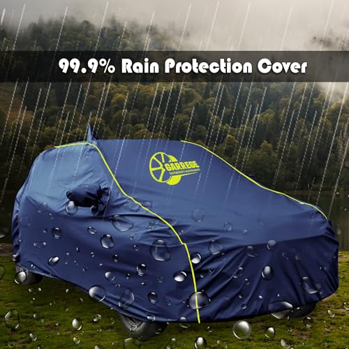Image of Waterproof Car Body Cover Compatible with Kia Seltos 2026 Model with Mirror & Anteena Packets Dust Proof & Belt with Elastic All Weather Protection Navy Blue Colour Custom Fit.
