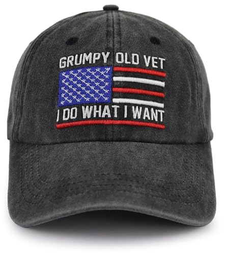 Veteran Hats for Men USA American Flag Grumpy Old Vietnam Army Military Cap Fathers Veterans Day Christmas Retirement Gifts for Grandpa Dad Husband