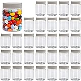 Accguan 30Pack 4oz Plastic Jar Storage Container with White Lids Airtight Clear Wide-mouth Slime Storage Jars for Cosmetic Cream Light Clay