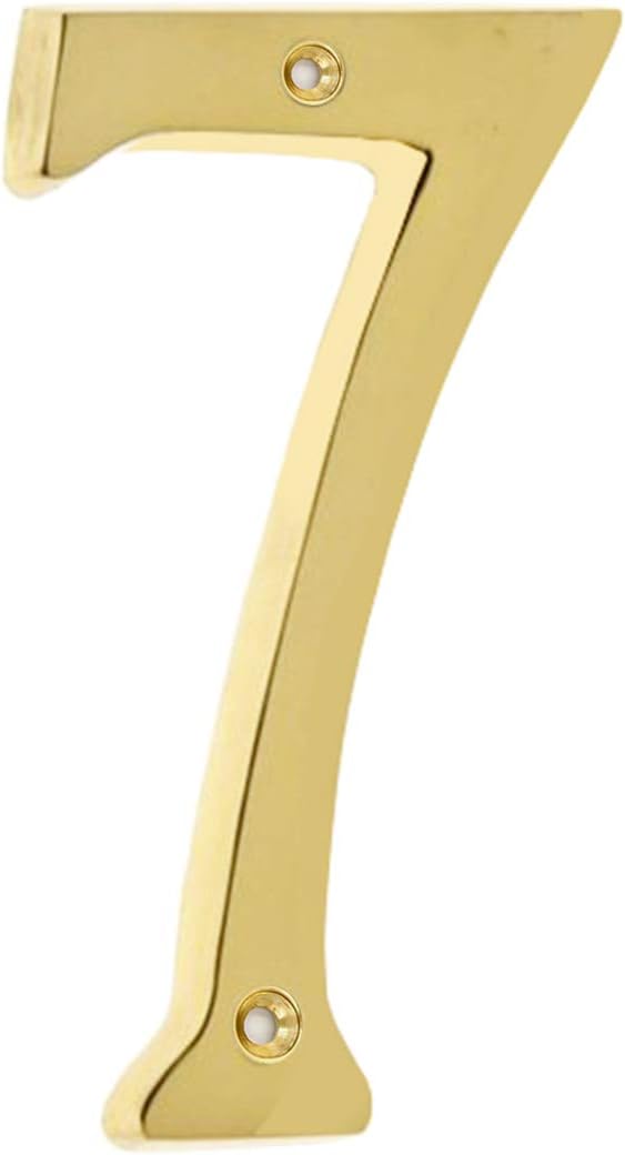 4 Inch Premium Bright Solid Brass Door House Numbers and Street Address Plaques Numbers for Residence and Mailbox Signs.