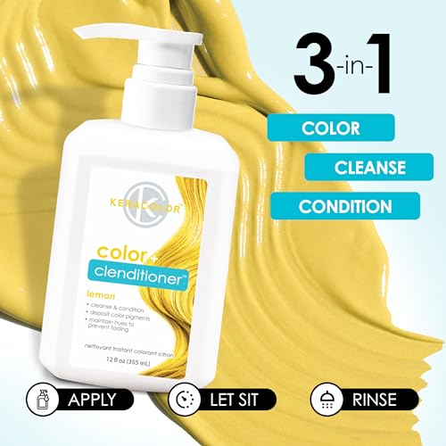 Image of Keracolor Color + Clenditioner 3-in-1 Color-Depositing Conditioner, Gentle Cleansing Conditioner Infusing Semi-Permanent Hair Color, 23 Shades, 12 Fl Oz