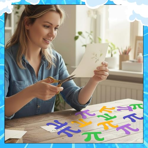 Image of Kisston 360 Pcs Pi Cutouts Paper 3.9 Inch Assorted Color Die Cuts for DIY Craft Projects School Classroom Bulletin Board Decor
