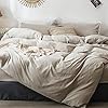 MooMee Bedding Duvet Cover Set 100% Washed Cotton Linen Like Textured Breathable Durable Soft Comfy (Tannish Linen Grey…