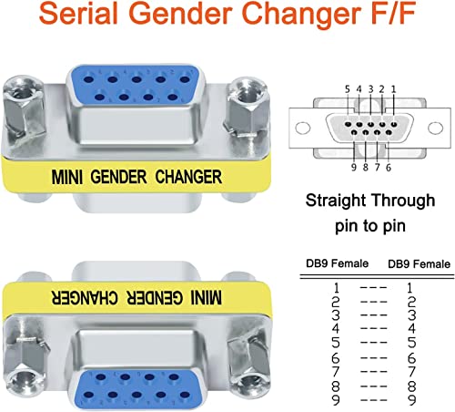 DTech DB9 Connector Male to Female Gender Changer Serial Adapter FeMale to Female, Male to Male RS232 Coupler (3Pack) - Image 2